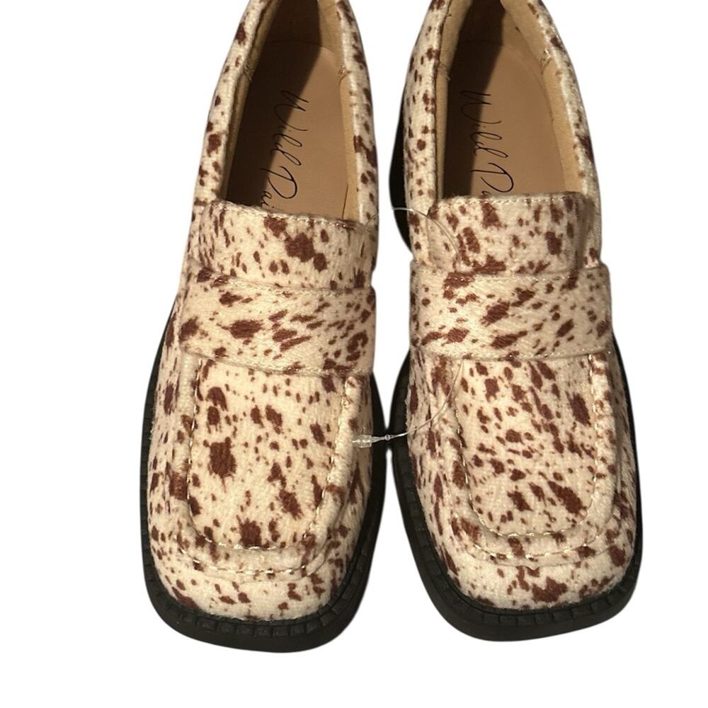 Wild Pair Women's Meigann Block Heel Loafers NWOB Color Speckled Cow Sz 7.5